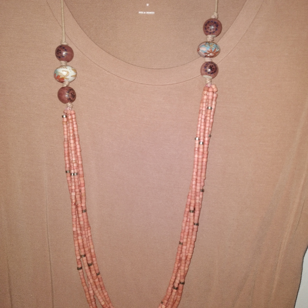 Pink Beaded Statement Necklace - image 4